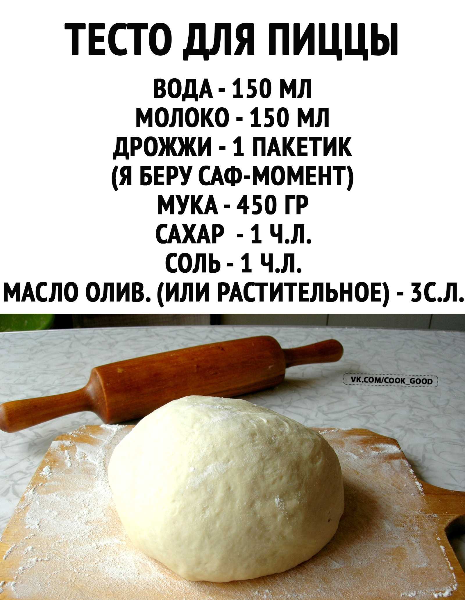 Тесто для пиццы - тонкое и мягкое, как в пиццерии (дрожжевое и бездрожжевое)