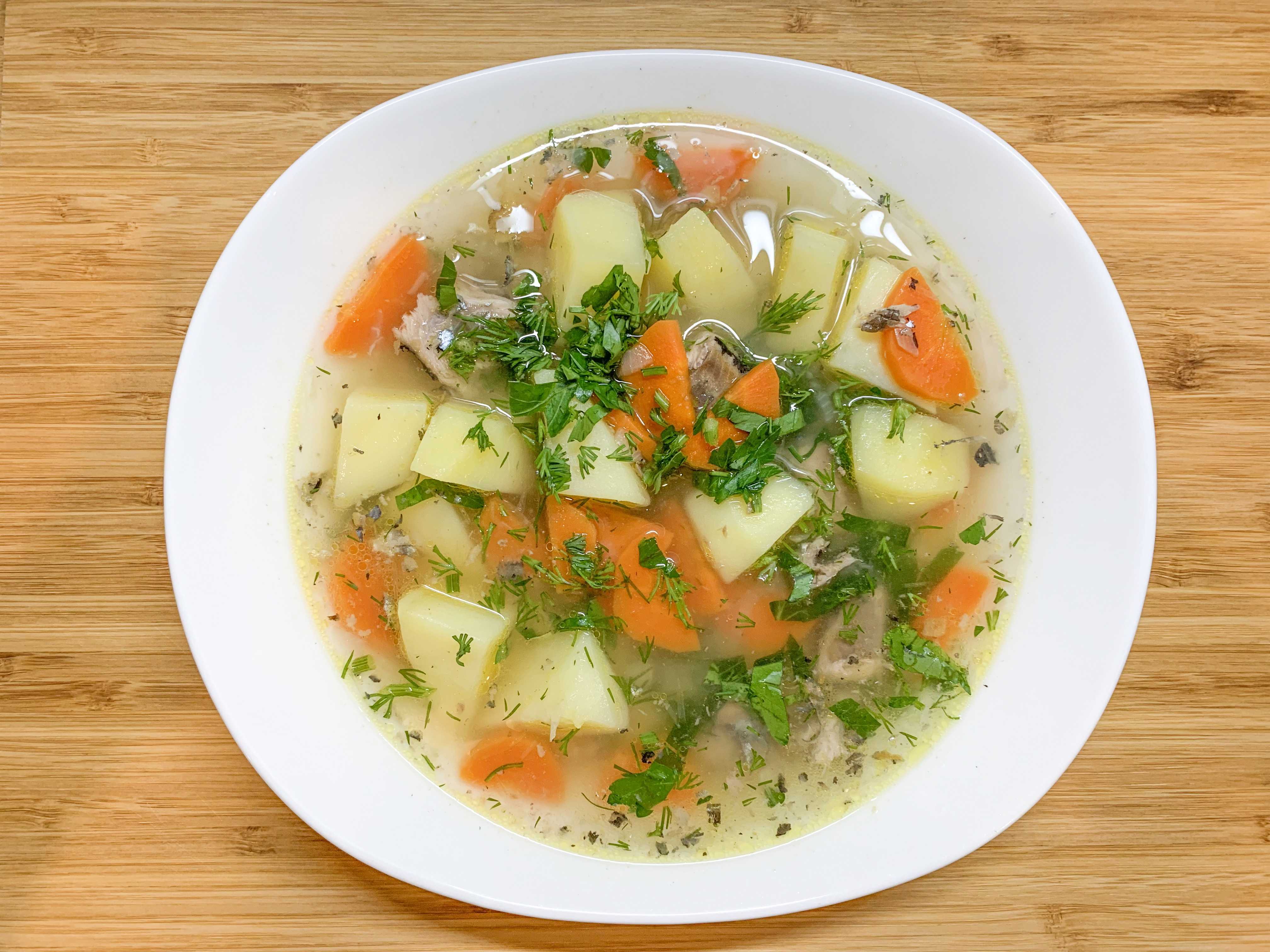 Суп из сайры с рисом и картошкой