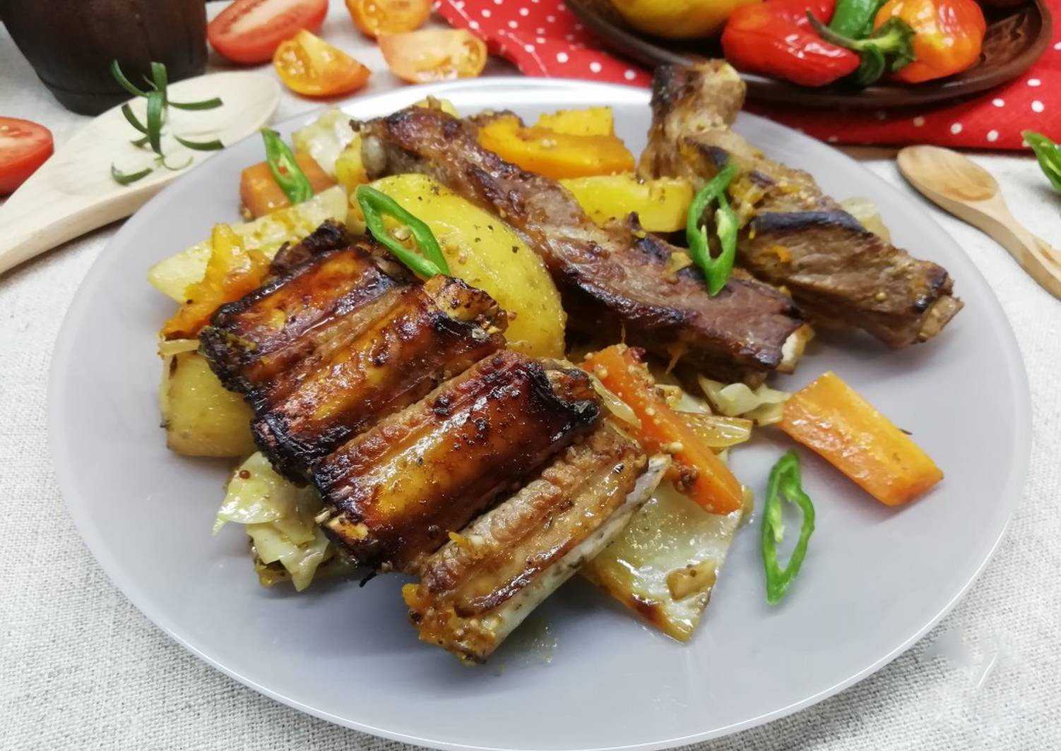 Говяжьи ребрышки в духовке с картофелем пошаговый рецепт с фото