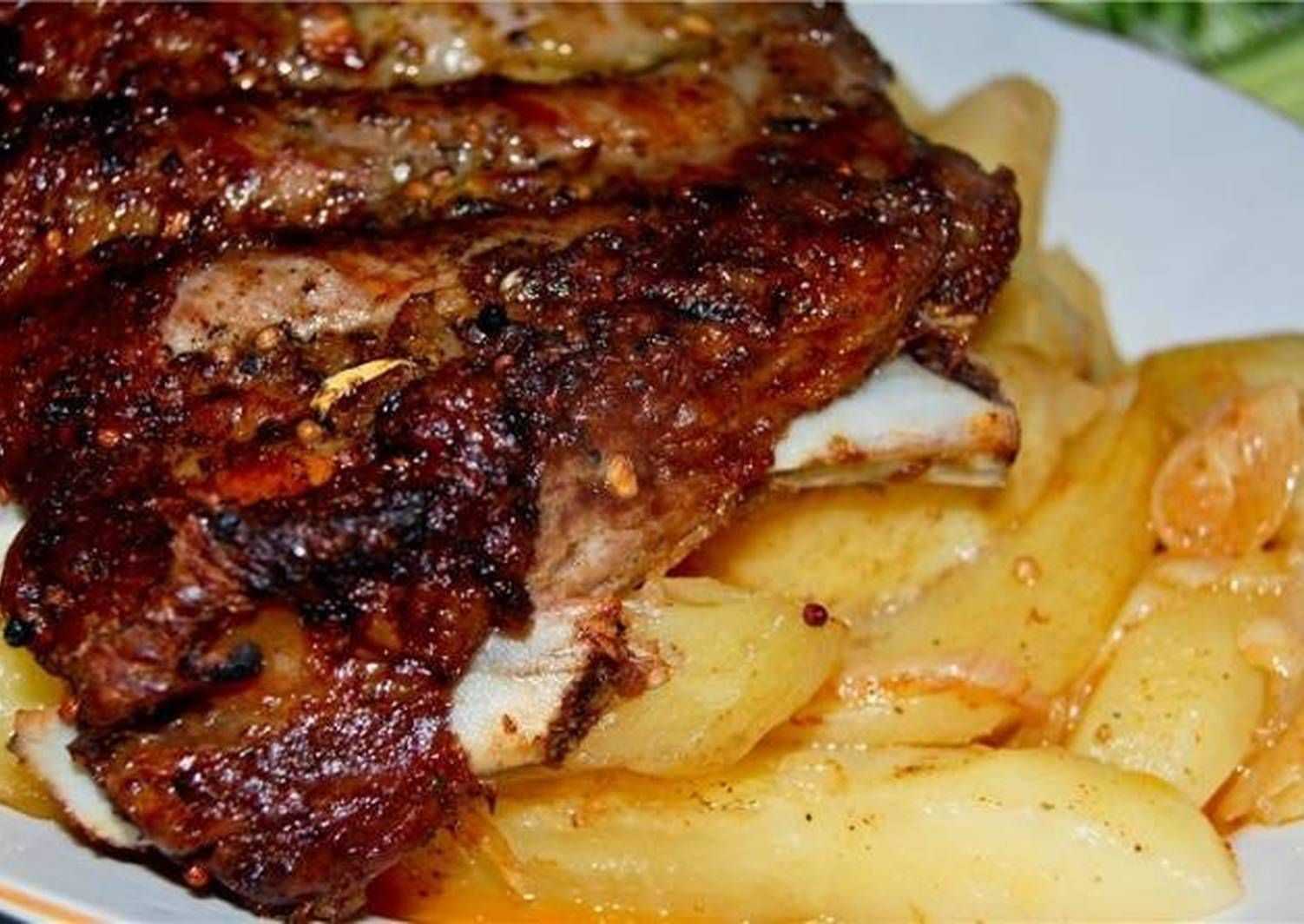 Говяжьи ребрышки в духовке с картошкой пошаговый рецепт с фото