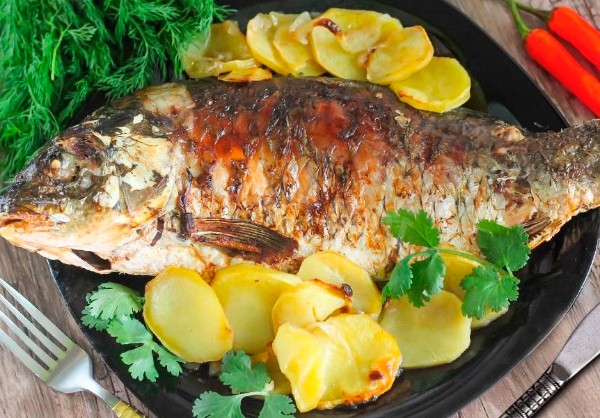 Сазан в духовке: рецепты, как вкусно приготовить запеченную рыбу, фото