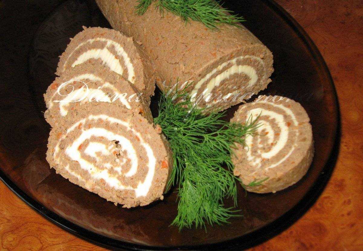 Рулет из свиной печени со сливочным маслом. печеночный рулет с маслом