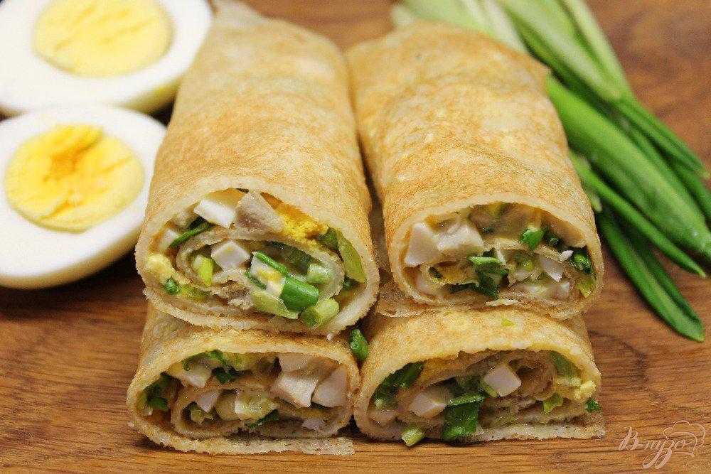 Блинчики с капустой и грибами