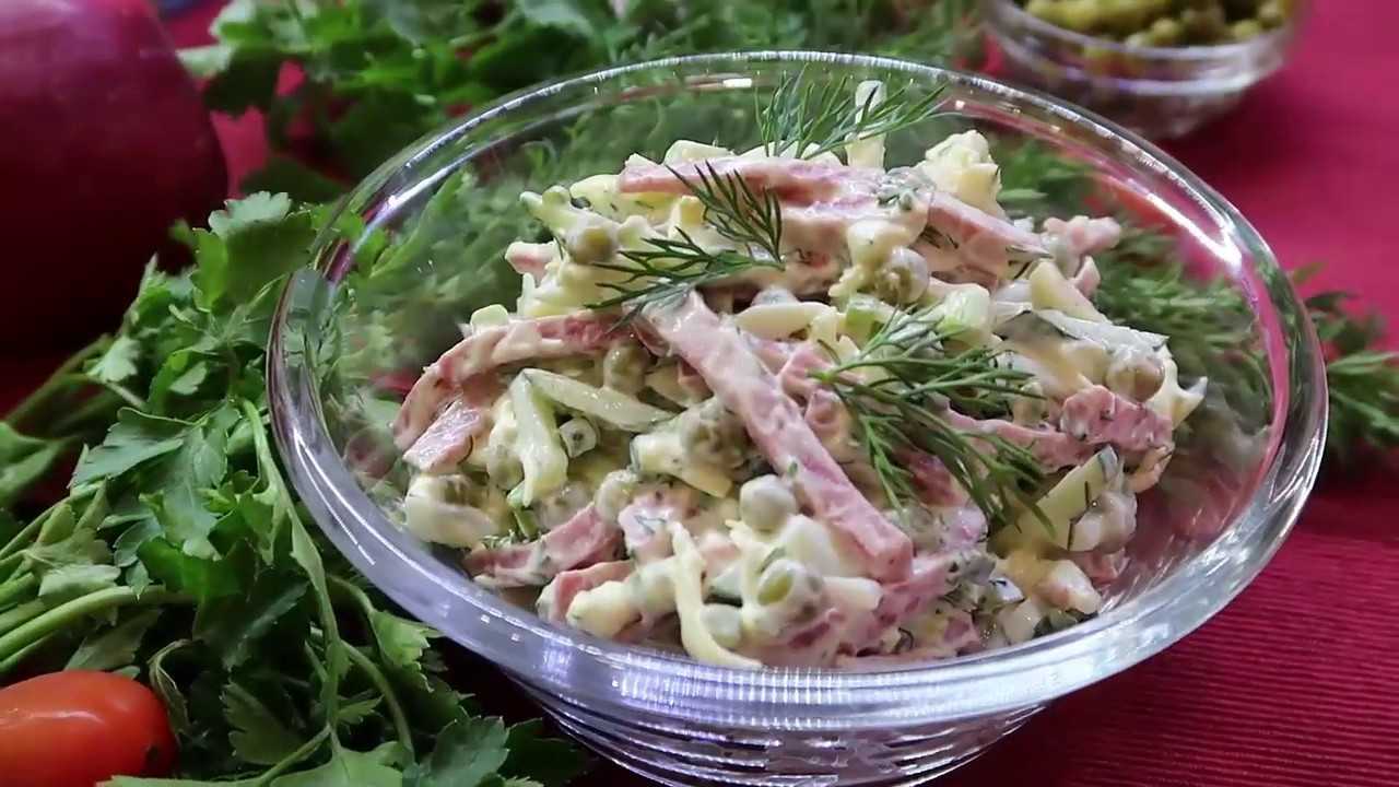Быстрый салат с колбасой - 7 рецептов с вареной, копченой
