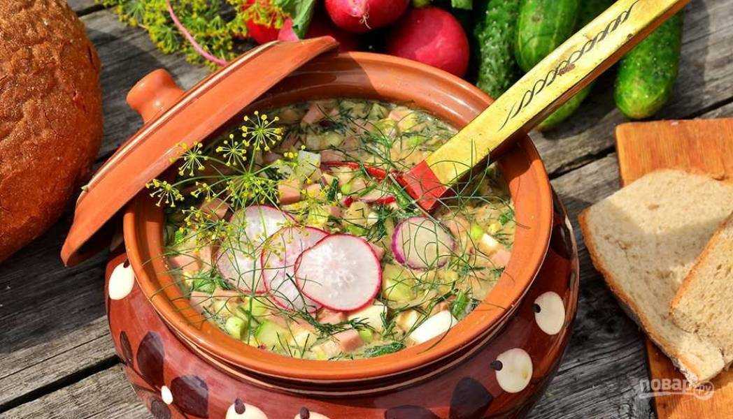 Окрошка на квасе — классический рецепт с колбасой и свежим огурцом