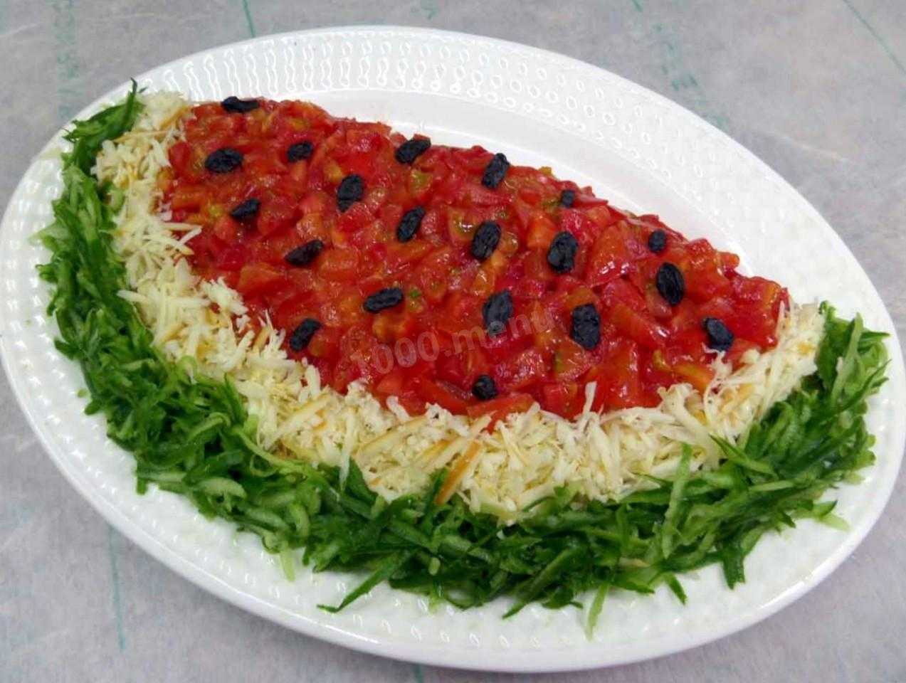 Готовим красивый салат арбузная долька - пошаговый рецепт с фото
