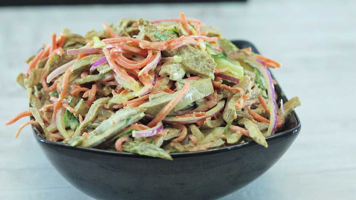 Салат с печенью и корейской морковью: рецепты