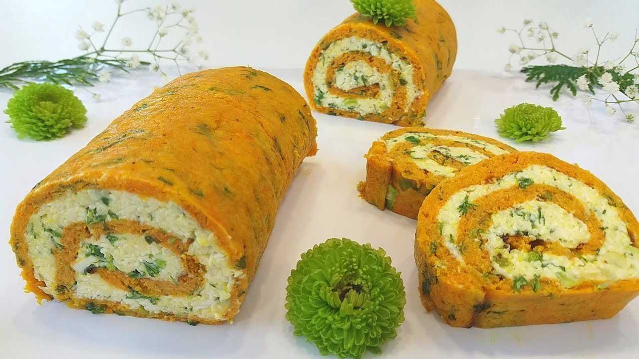 Морковный рулет с сырной начинкой 👍🏼 - рецепт с фотографиями - patee. рецепты